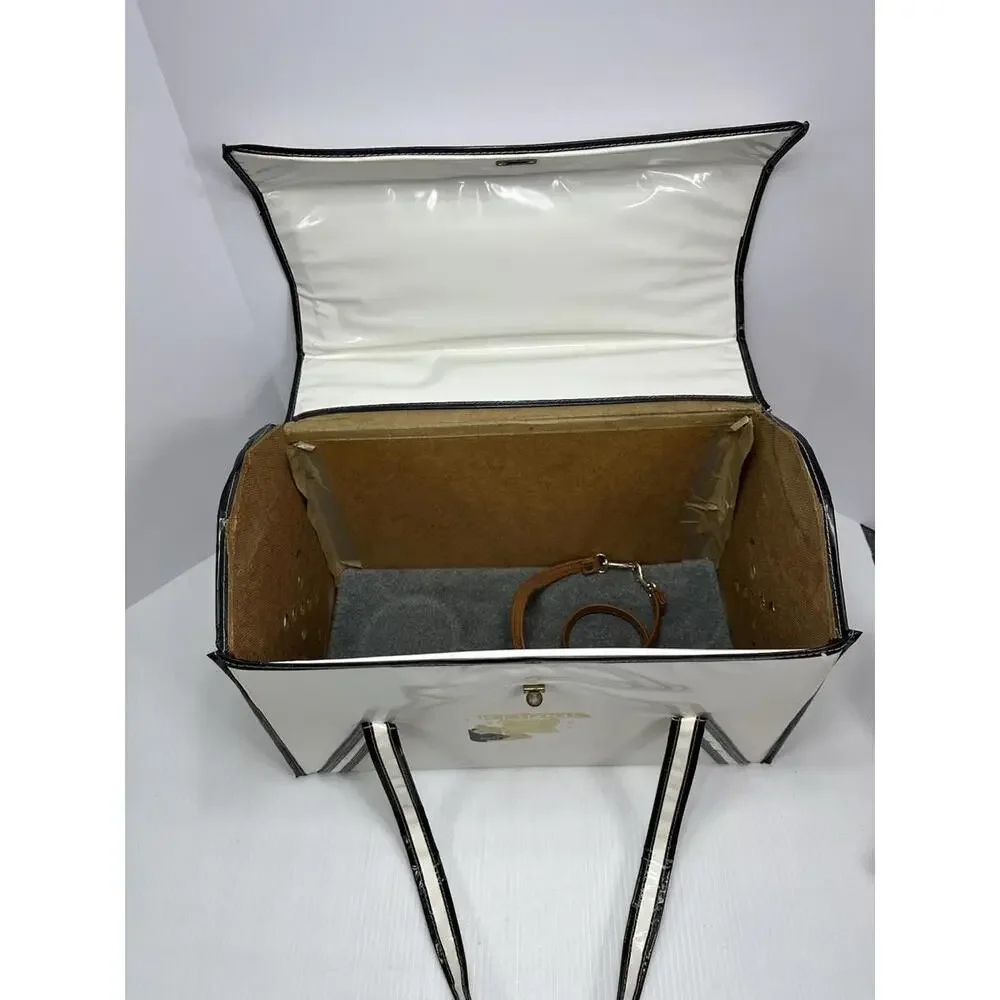Vintage 1960's PET A‎ GO GO Dog Carrier Vented Hippie Dog BOHO White Vinyl